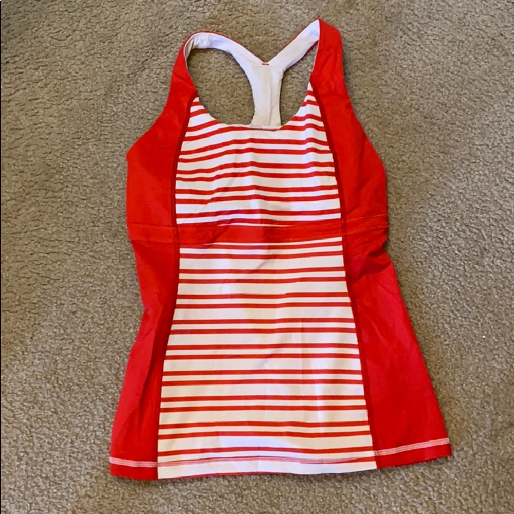 LuLuLemon red and white size 8 workout top